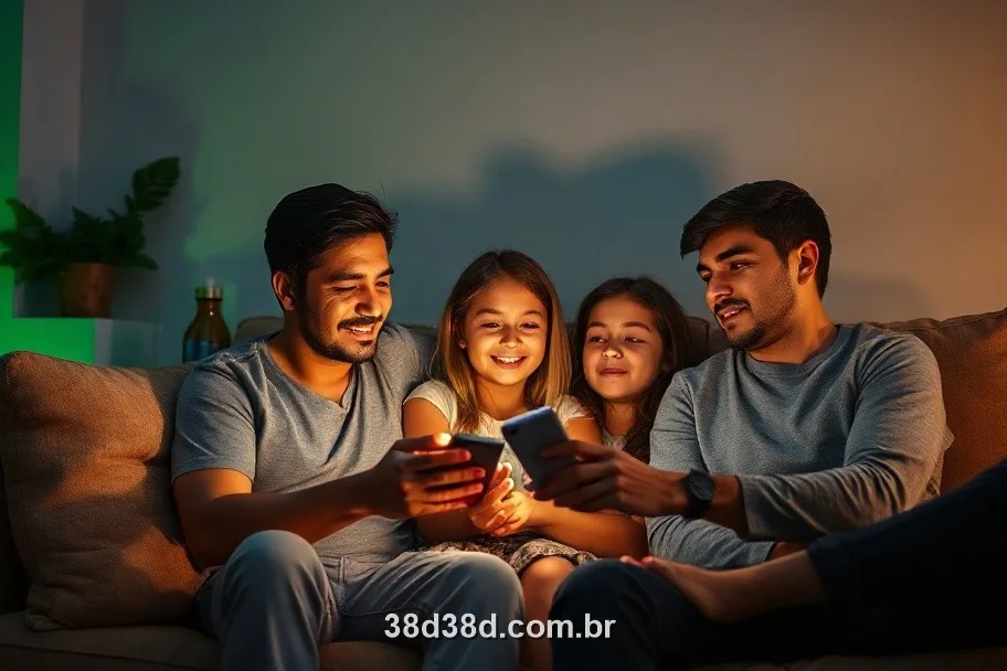 Família brasileira usando o app 38D em casa